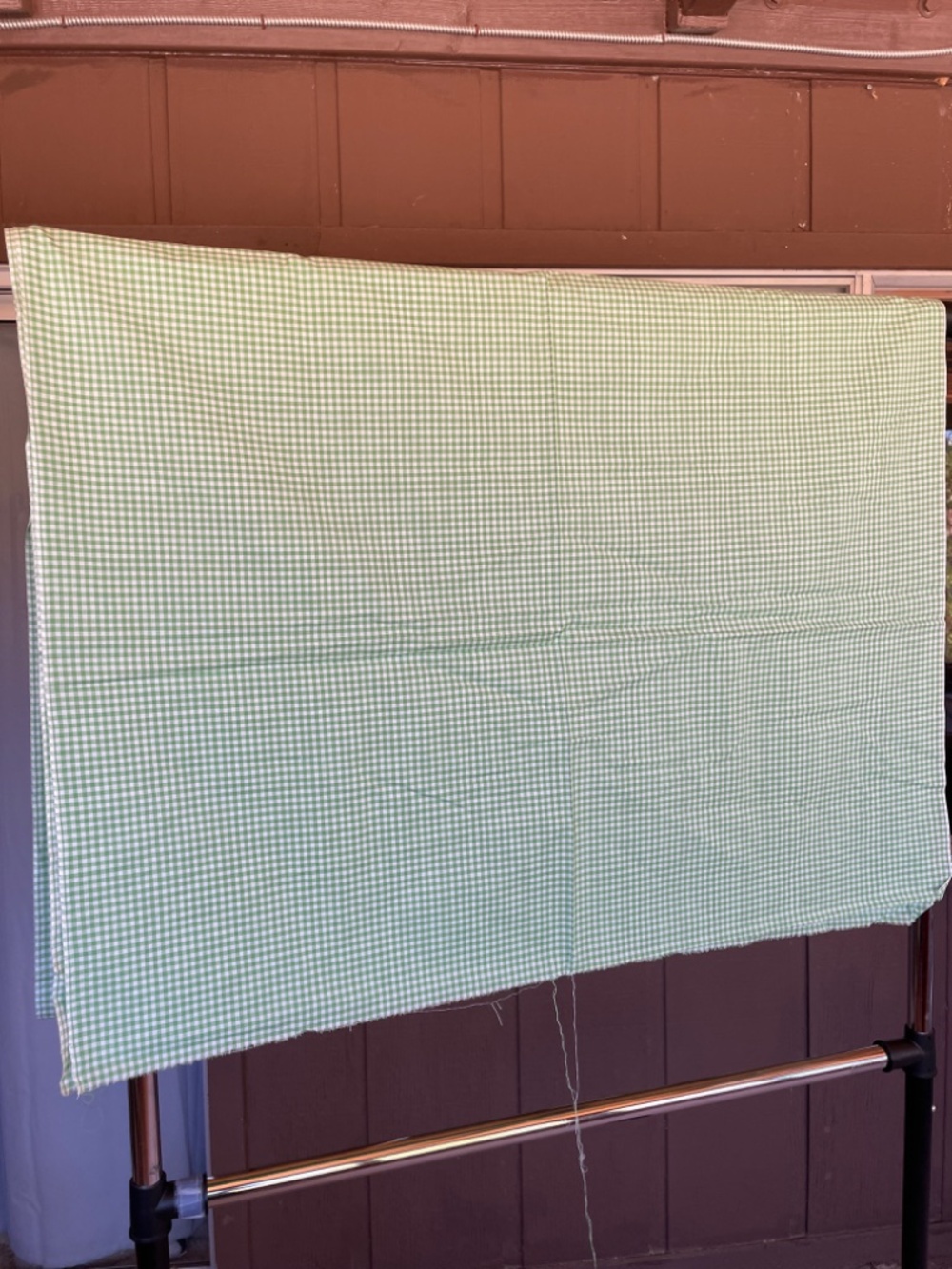 Vintage fabric Light Green & White Gingham Cotton Fabric – Small Check - Picture 4 of 4